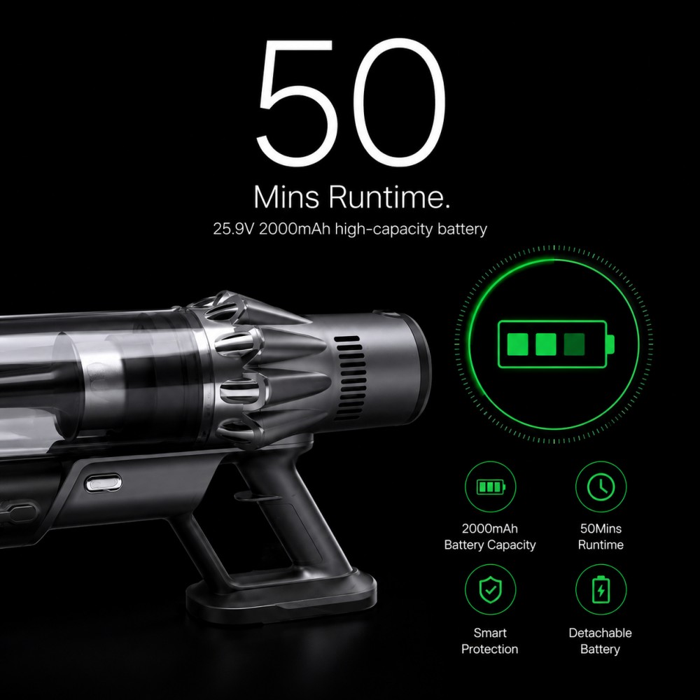 Modern Minimalist Handheld Vacuum | Ergonomic Grip | All-Room Kitchen & Living Cleaning