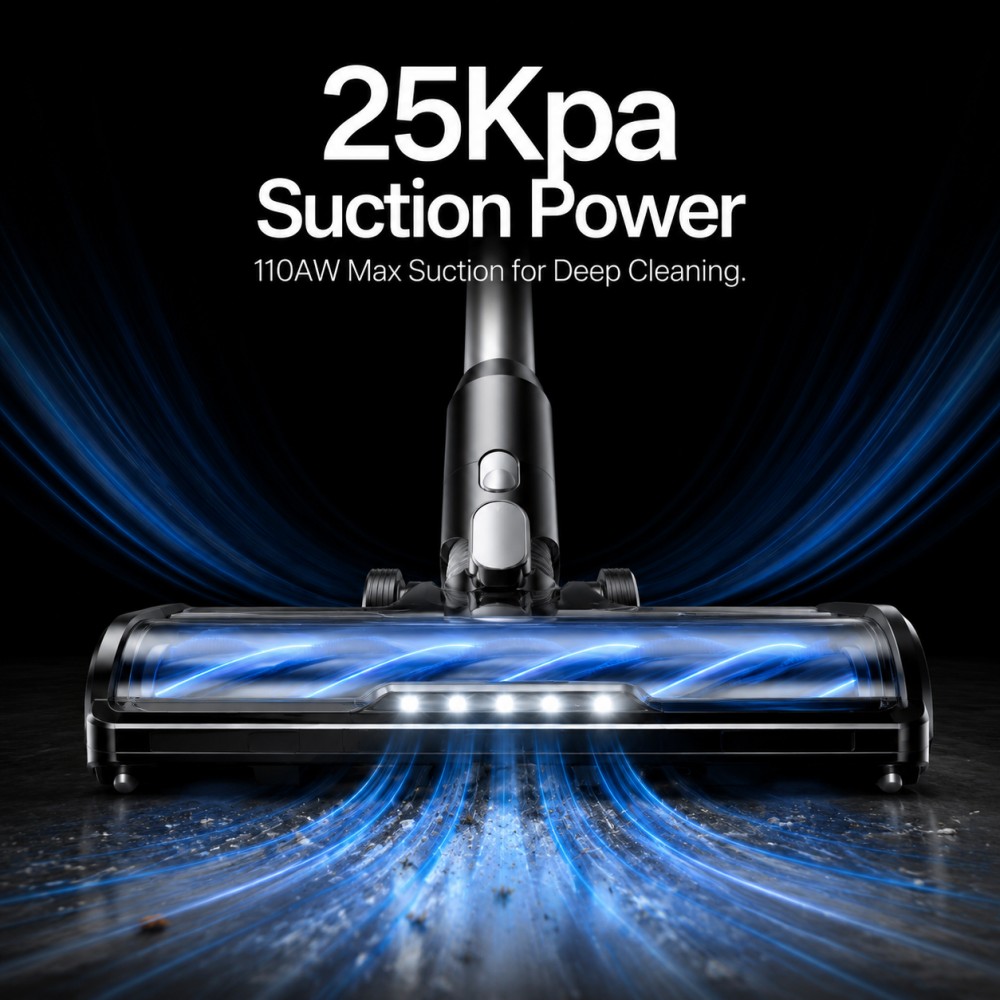 BLDC Brushless Motor: Delivers 27kPa suction with <75dB noise, ideal for quiet environments| HEPA Cyclonic Filtration: Traps 99.97% fine dust and allergens, perfect for sensitive households| Modular Accessory Ecosystem: Supports 7+ nozzles for pet grooming, car interiors, and more|
