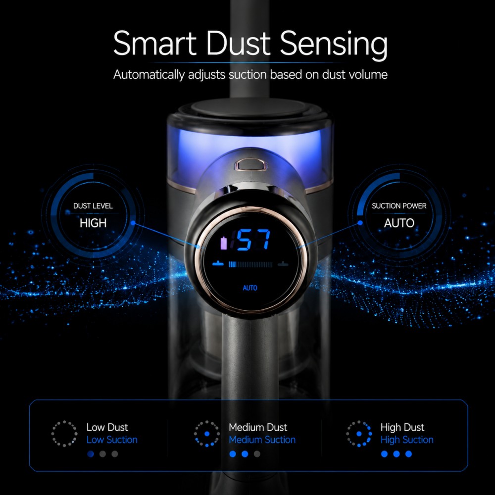 Three Speed Settings: Switch between low, medium, and high suction for carpets, hardwood, or car interiors| Brushless Motor: Extends motor lifespan and reduces maintenance costs with stable, efficient performance| One-Touch Dust Ejection: Press to release dust without touching debris, enhancing hygiene and convenience|
