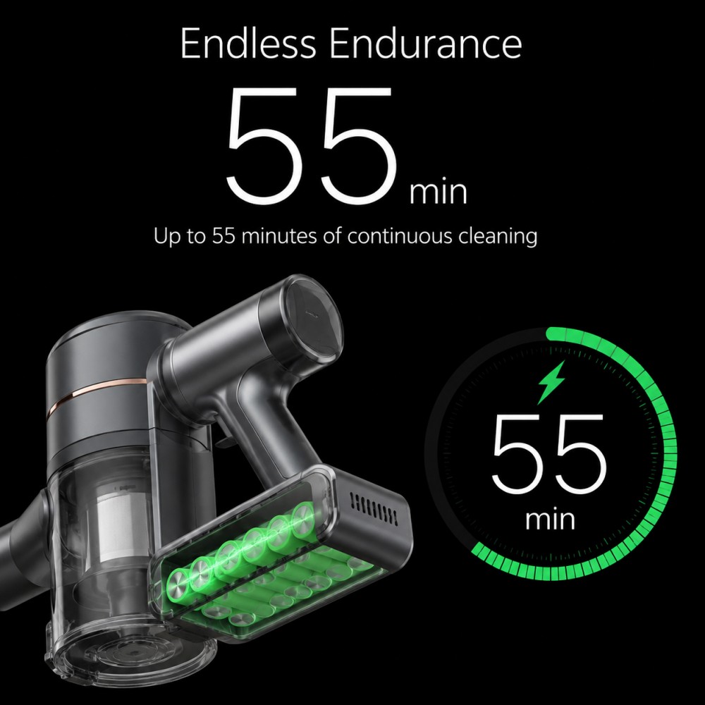 Three Speed Settings: Switch between low, medium, and high suction for carpets, hardwood, or car interiors| Brushless Motor: Extends motor lifespan and reduces maintenance costs with stable, efficient performance| One-Touch Dust Ejection: Press to release dust without touching debris, enhancing hygiene and convenience|