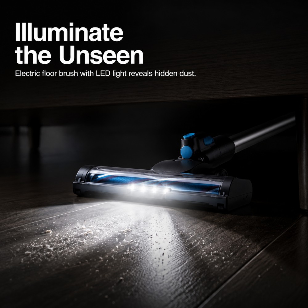 Brushless Motor Technology: Extends motor lifespan by 2x, reducing after-sales returns| 0.6L Large-Capacity Dustbin: Reduces emptying frequency for uninterrupted cleaning| 20KPa Strong Suction Power: Effortlessly removes pet hair and crevice dust, boosting positive reviews|