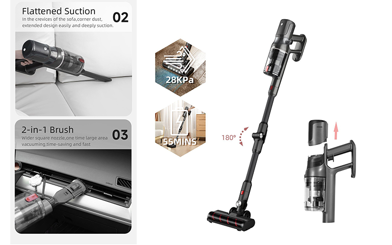 450W Brushless Cordless Stick Vacuum | 3-Stage Suction + HEPA Filter | OEM
