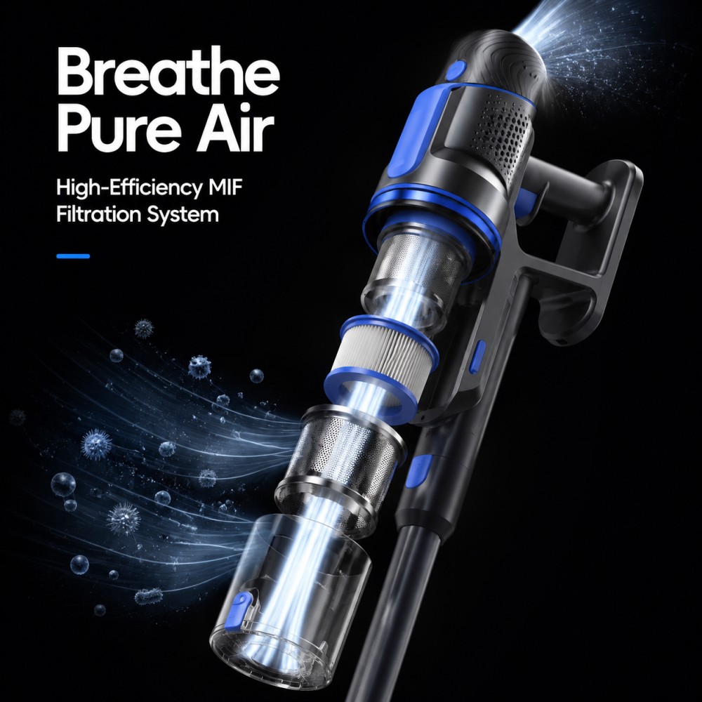 • Baby-Safe Quiet Vacuum | E11 Allergen Filtration | One-Touch Dust Ejection• Compact Cordless Vacuum | 1.8kg Lightweight Design | Perfect for Small Families• Must-Have for Pet Owners | Powerful Pet Hair Pickup | Low Noise Won’t Scare Pets• All-in-One Wall Mount Charging Dock | Space-Saving & Always Ready• 3-Level Auto-Adjust Suction | Safe on Hardwood & Carpet | Scratch-Free
