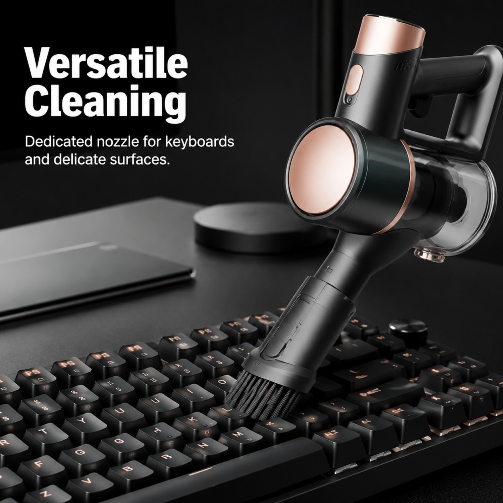 • Washable Filter Vacuum | No Consumables | Hassle-Free Cleaning• Blue-Black Stylish Design | Blends into Modern Homes | Detail-Oriented Pick• 3 Settings + 60min Runtime | Whole-Home Clean in One Go• LED Floor Brush | Lights Up Dark Corners | No Missed Spots