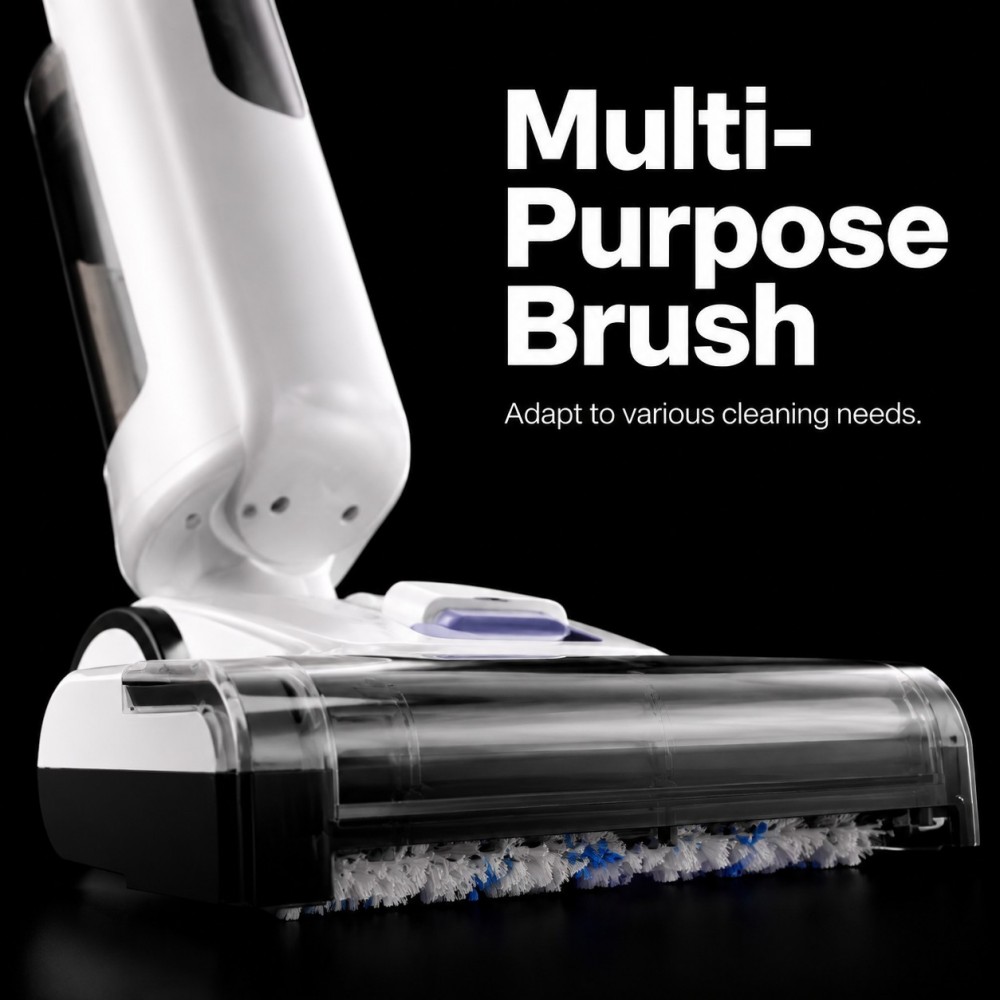 Cordless wet & dry vacuum cleaner with dual-tank system (600ml clean / 550ml dirty) — keeps clean/dirty water separated for better floor washing results| One-key 2-gear water spray — simple control for different floor conditions, ideal for retail-friendly user experience|