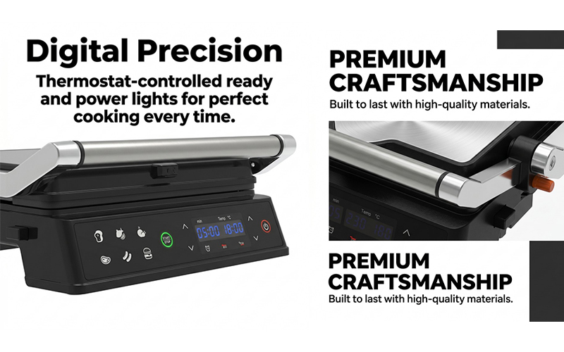 Digital Temp Control Electric Grill with Custom Plug | Low MOQ Trial Orders Accepted