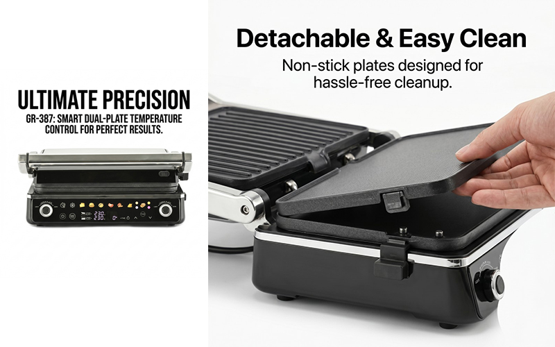 Stainless Steel Electric Grill with Removable Plates OEM