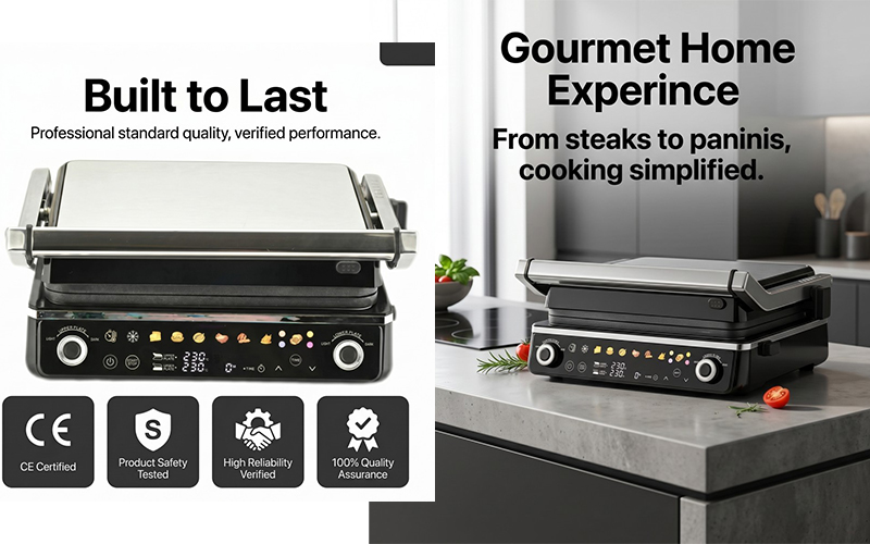 Stainless Steel Electric Grill with Removable Plates OEM