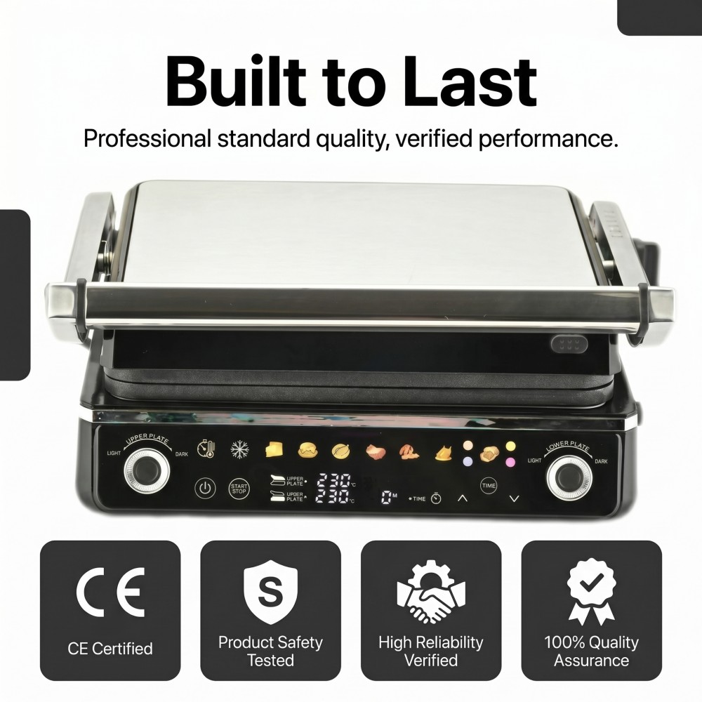 white sandwich maker for Instagram-style kitchen minimalist design panini press with LED display high-end kitchen gift recommendation designer collaboration electric grill photogenic kitchen appliance for social sharing Scandinavian style home sandwich press appliance open to co-branding campaigns collectible small appliance kitchen tool emphasizing daily rituals eco-material electric grilling machine