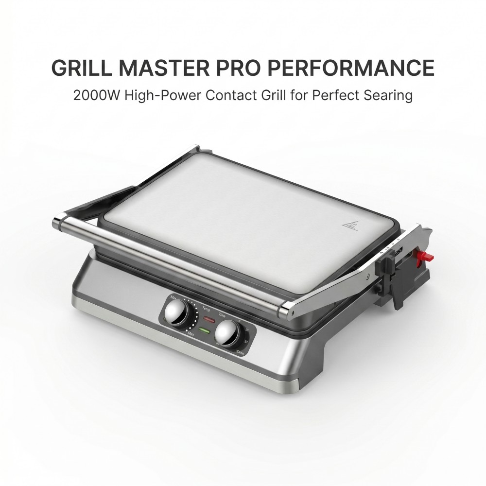 app-controlled electric griddle 2200W electric grill for EU and US market digital temperature control double-sided non-stick grill flat-open panini press for breakfast café use OEM custom color box electric grill ETL certified compact commercial grill high-margin electric grill for Amazon selling 100-240V universal voltage kitchen appliance Bluetooth-enabled smart electric BBQ device durable electric grill with free spare parts