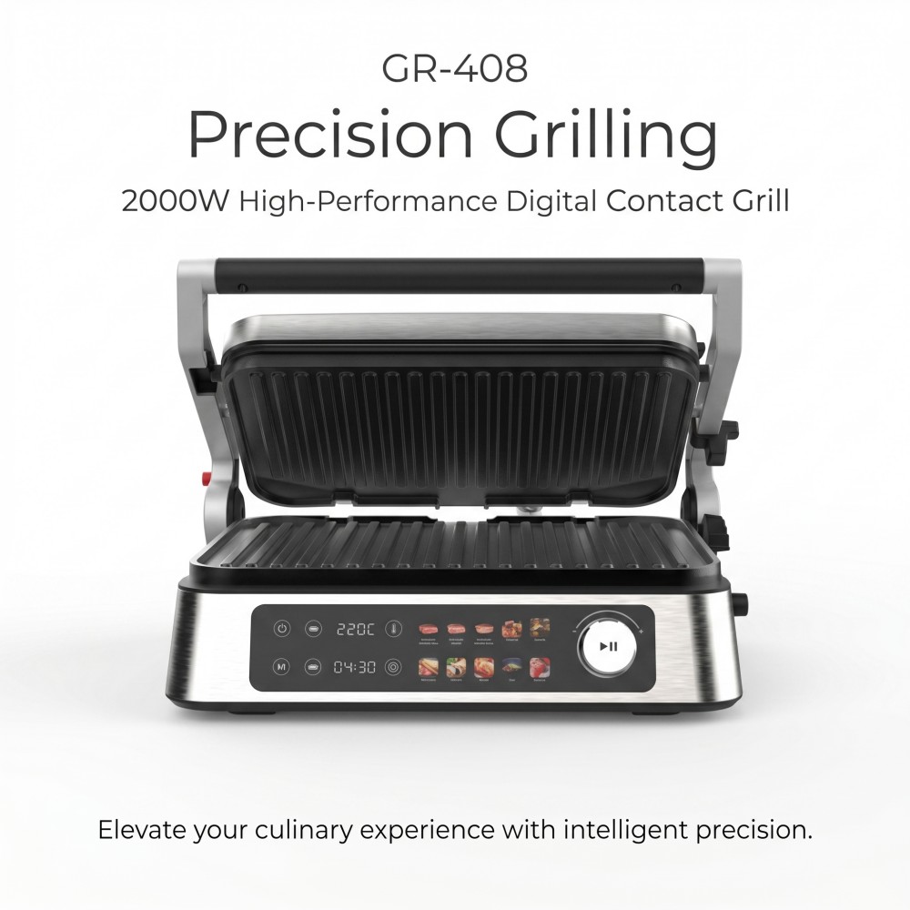 commercial grill with detachable washable plates electric grill for hotel breakfast kitchen dual voltage electric grill with OEM support grill with digital temperature control and anti-slip base energy-saving A+ rated electric grill commercial press grill for sandwiches and steaks kitchen electric grill meeting CE and UL standards compact electric grill for small restaurant use safe electric grill with grease drip tray kitchen appliance supplier for bulk production