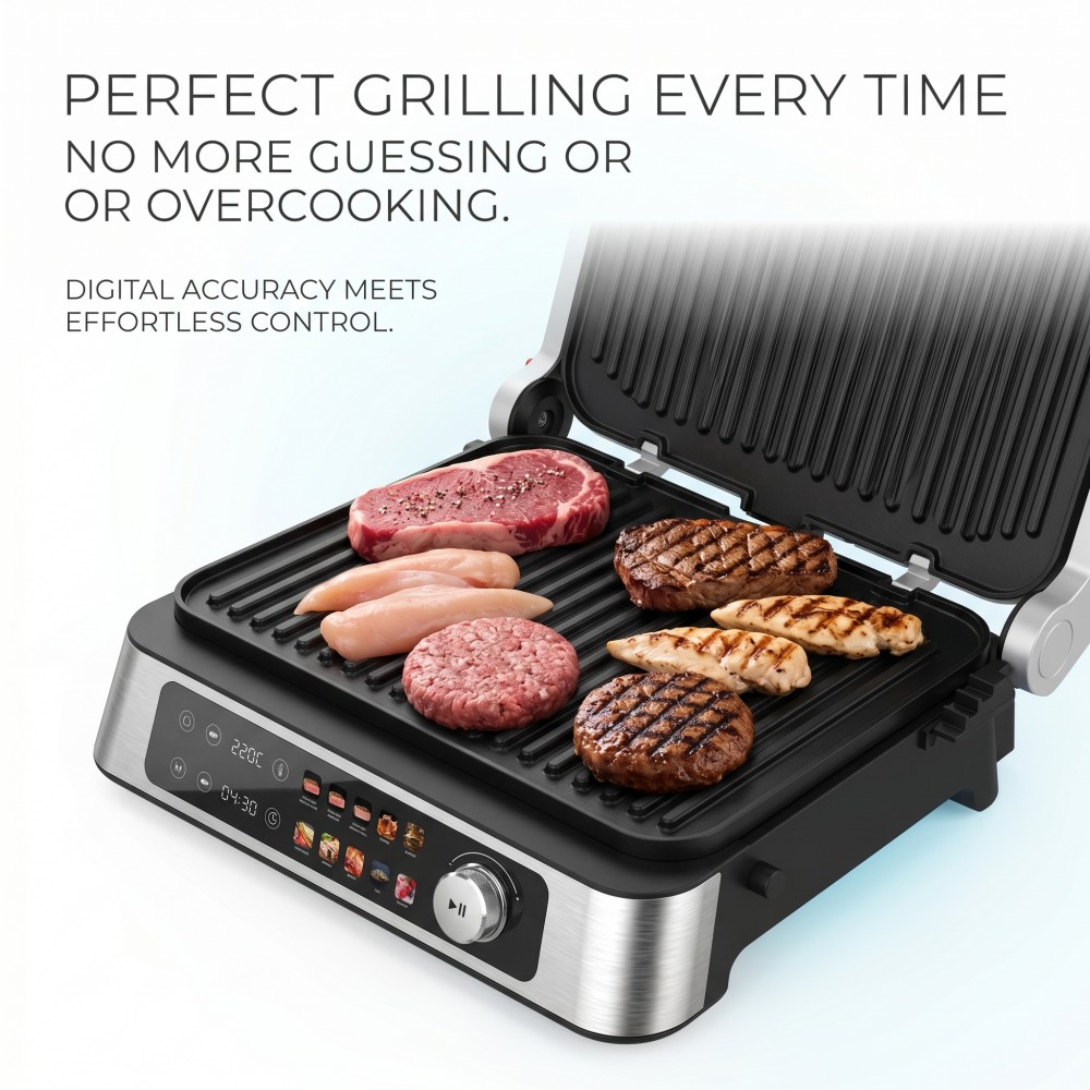 commercial grill with detachable washable plates electric grill for hotel breakfast kitchen dual voltage electric grill with OEM support grill with digital temperature control and anti-slip base energy-saving A+ rated electric grill commercial press grill for sandwiches and steaks kitchen electric grill meeting CE and UL standards compact electric grill for small restaurant use safe electric grill with grease drip tray kitchen appliance supplier for bulk production