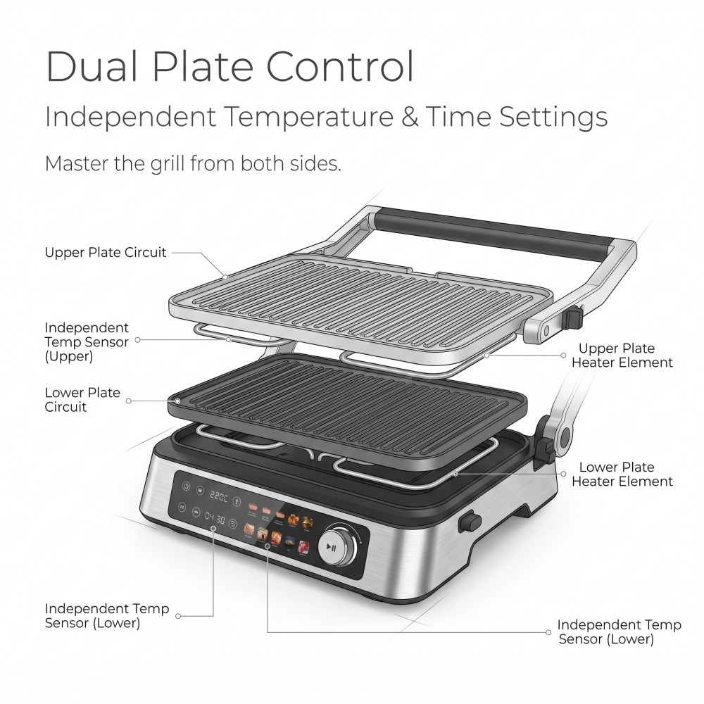 commercial grill with detachable washable plates electric grill for hotel breakfast kitchen dual voltage electric grill with OEM support grill with digital temperature control and anti-slip base energy-saving A+ rated electric grill commercial press grill for sandwiches and steaks kitchen electric grill meeting CE and UL standards compact electric grill for small restaurant use safe electric grill with grease drip tray kitchen appliance supplier for bulk production
